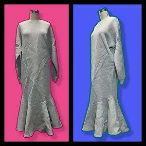 NWT Fashion Nova sweatshirt dress midi medium soft gray long sleeve crew neck